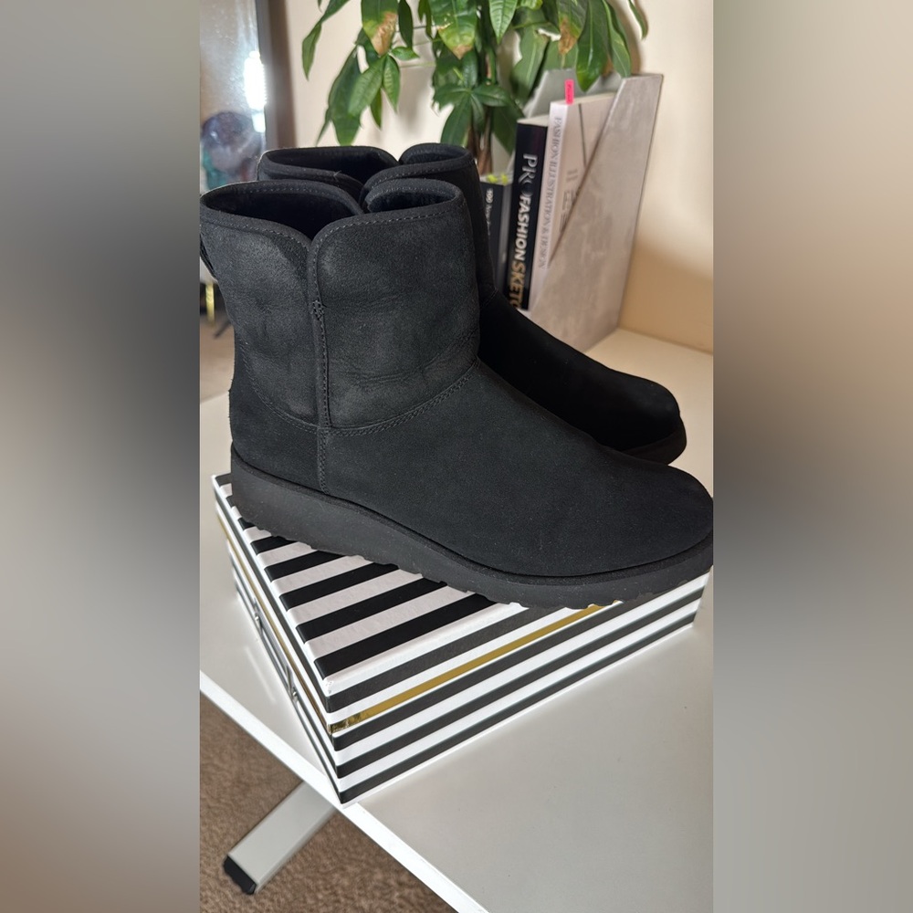 UGG Black Suede Boots with Plush Lining